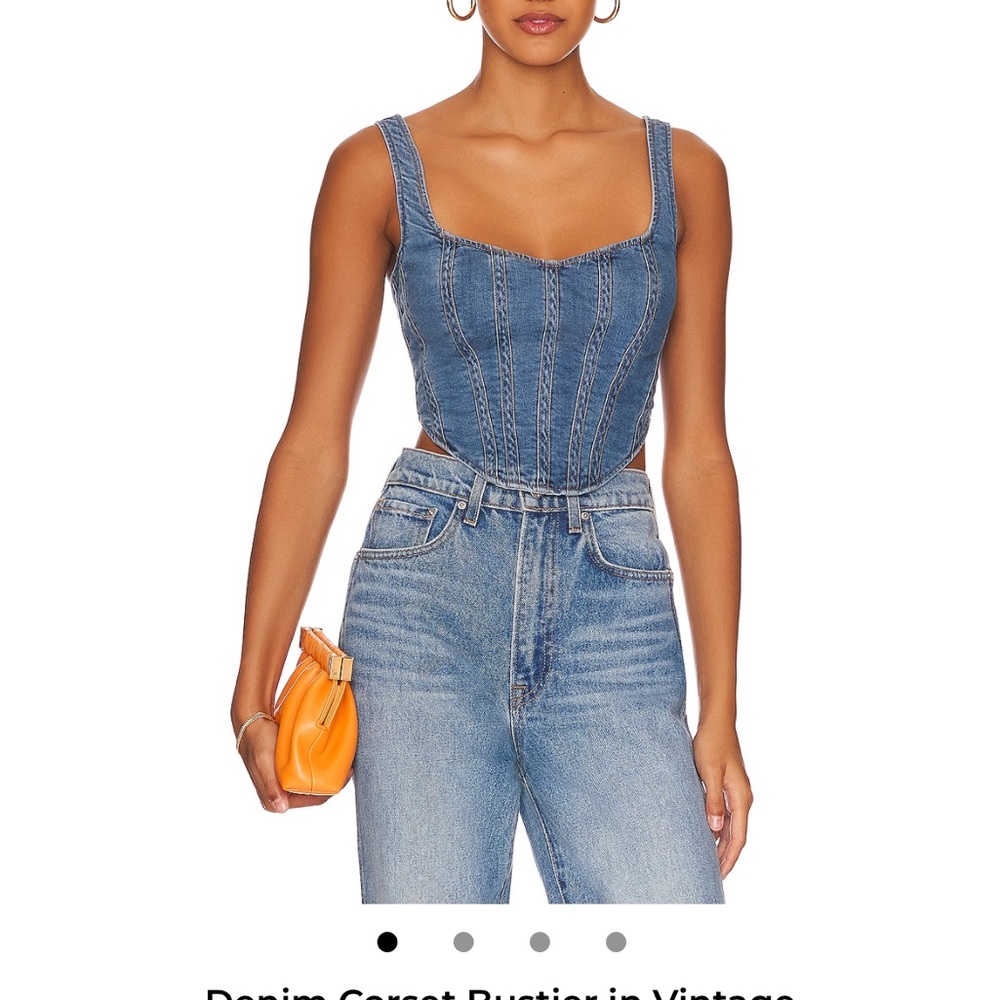 Revolve Bardot Denim Crop Top - Picture 3 of 4
